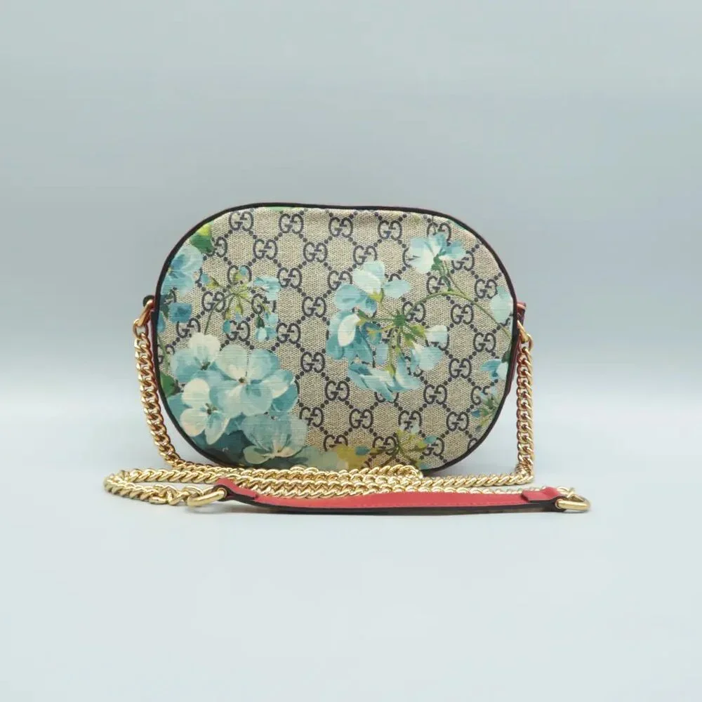 100% Authentic GUCCI Blooms Blue&Red Canvas Shoulder Bag - Picture 2 of 12
